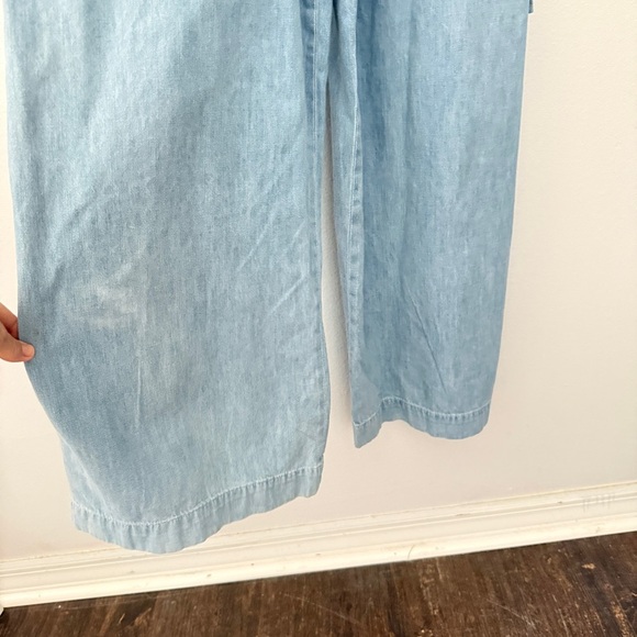 APC light Blue Denim Wide Leg Square Neck Tie Back Jumpsuit sz 42. XL - Picture 6 of 16